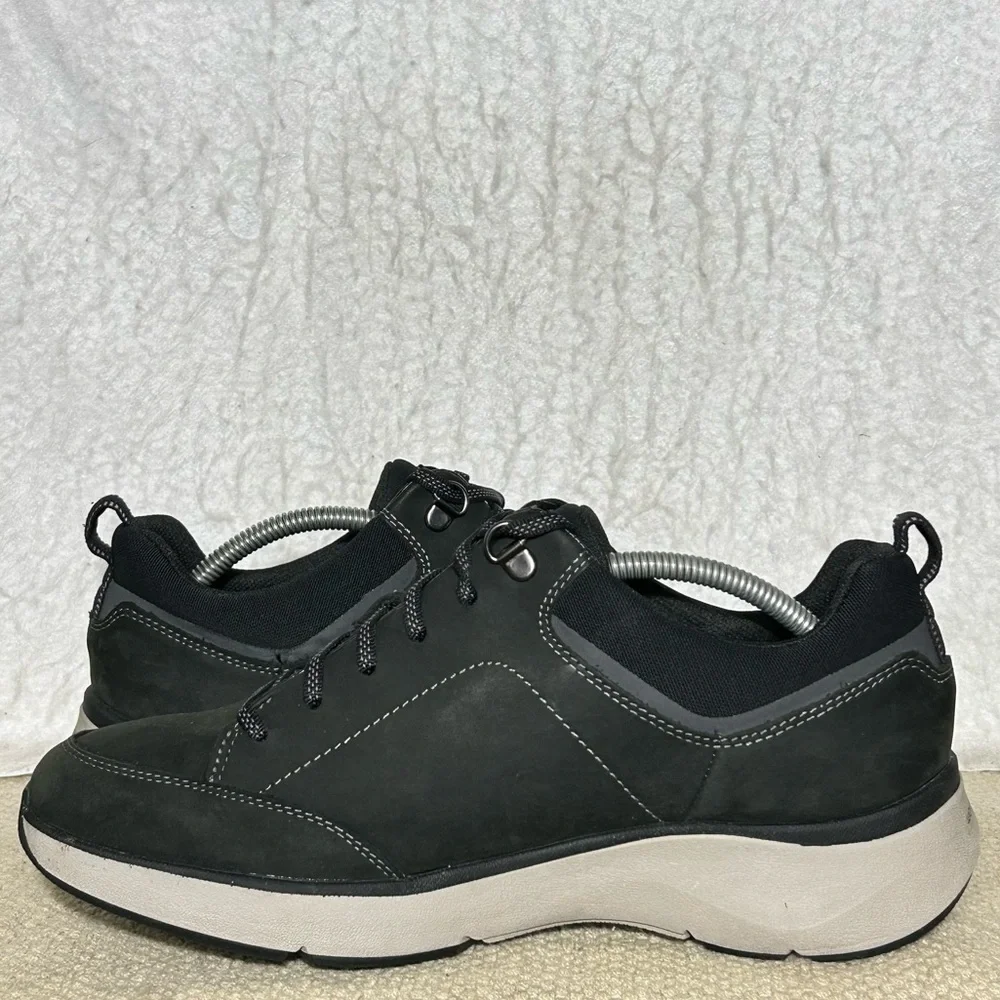Clarks Womens Black Wave 2.0 Nubuck/Textile Waterproof Lace Sneaker Shoes SZ 9.5 - Picture 7 of 11